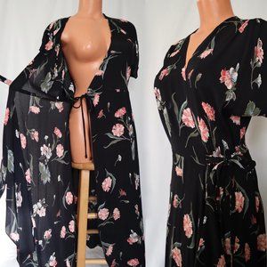 LOCO LINDO retro forties wrap dress Carnation Cascade nwot L